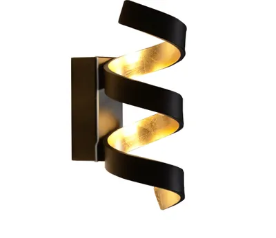 Produktbild von eco-light-leuchten-gmbh Wandleuchte Helix modern Metall Schwarz/Gold spiralförmig Innenbereich – H: 25cm, Ausl: 12,5cm, Ø: 9,5cm, Anbr: 12,5x5,5cm