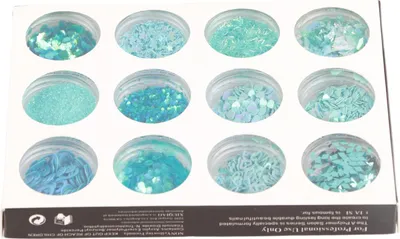 Image de 12 grille set de paillettes, fait à la main, décalcomanies DIY art ongles, décorations 3D, bleu