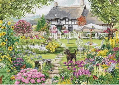 Obrázek produktu pro Souprava křížkového vyšívání Luca-S "Gold Collection Bauerngarten", počítaný vzor, 46x32cm
