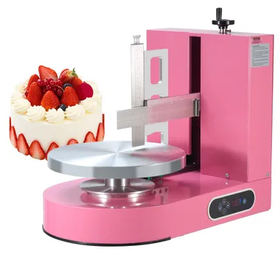 Produktbild von VEVOR Kuchen-Dekorationsmaschine, Kuchencreme-Verteilmaschine, leise Kuchen-Glasurmaschine, Drehteller mit verstellbarem Schaber, für 4" bis 12" Kuchen, 25-320RPM Drehgeschwindigkeit, Weiß, 6-14 in-a, Rosa-b