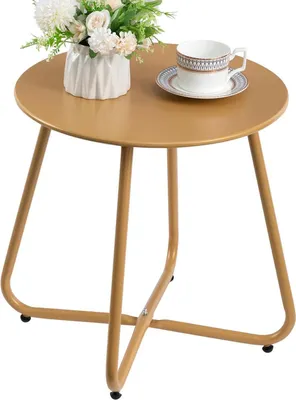 Produktbild von Beistelltisch Outdoor Balkontisch Rund Gold H43 cm T43 cm