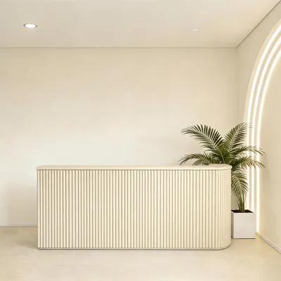 Image de Comptoir d'accueil pour magasin, comptoir de caisse, comptoir de beige, 270 × 70 × 115 cm 【DZK-B2 270】