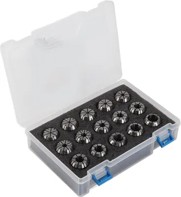 Image de Jeu de mandrins ER25, 15 pièces, avec pinces à ressort HSS et clé pour fraiseuses CNC