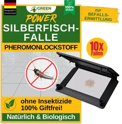 Produktbild von Silberfische Klebefalle mit Pheromonlockstoff,10x Fallen, umweltfreundlich Silberfische bekämpfen, Chemiefreie Silberfische Köder, die Pheromonfalle
