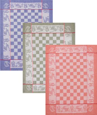 Produktbild von Betz 3 Stück Halbleinen Geschirrtücher 50x70 cm Motiv: KÜCHE