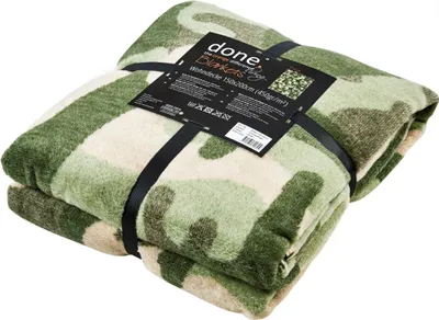 Zdjęcie produktu dla done.® Koc domowy w kamuflażu z ozdobnym szwem, 150 x 200 cm, 60% bawełna, 40% poliakryl, 450 g/m², dostępne kolory: khaki