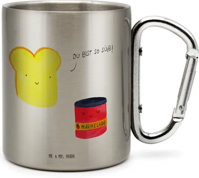Produktbild von Mr. & Mrs. Panda Thermobecher Edelstahl Toast Marmelade - Transparent - Geschenk, Lustige Sprüche, Teebecher, Isolierbecher, Süß, Küche Deko, Becher Aus, Toastbrot, Brot