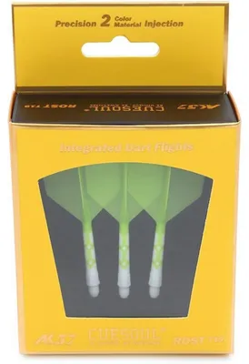 Produktbild von Dartschaft & Flights Set Integriert M 69mm Grün/Weiß 3er