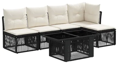 Produktbild von vidaXL Gartensofa-set 6 stk. Schwarz Poly-Rattan