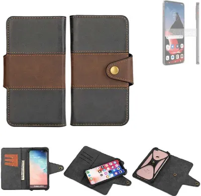 Produktbild von K-S-Trade Handyhülle Schutzhülle Hülle Bookstyle Wallet-Case kompatibel mit Motorola ThinkPhone Bumper Rundumschutz schwarz-braun 1x