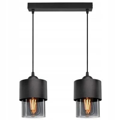 Obrázek produktu pro LUXOLAR závěsná svítidla 2 plameny černá s tónovaným skleněným stínidlem E27 60 W, stropní svítidlo do obývacího pokoje, kuchyně - závěsné svítidlo moderní design