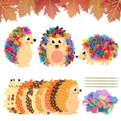 Produktbild von Bastelset Igel 9 Stück mit Pailletten Moosgummi Herbst Kreativität Feinmotorik