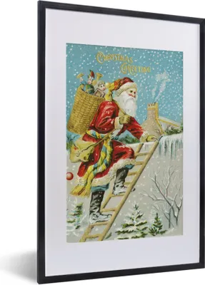 Produktbild von MuchoWow® Gerahmtes Poster Weihnachtsmann - Schnee - Geschenke 40x60 cm - Poster mit Schwarzem Bilderrahmen Wandposter Rahmen Foto Bilder - Poster in Rahmen