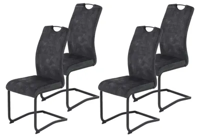 4er-Set Esszimmerstühle, anthrazit/schwarz, ergonomisch, bis 120 kg
