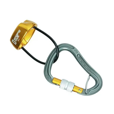 Sicherungsset Buddy Set von singing rock; bestehend aus einem grauen Karabiner und einem gelben Sicherungsgerät.