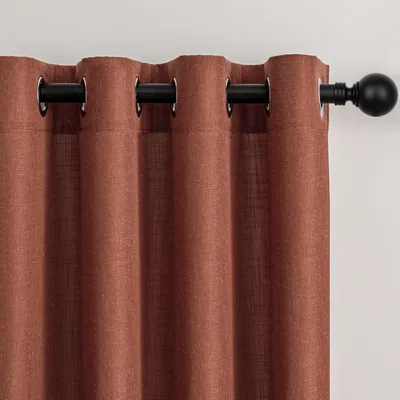 Produktbild von Terracotta Vorhänge mit Ösen 140x225 cm - Vintage Leinen Gardinen für Wohnzimmer und Schlafzimmer - Halbtransparent - Boho Stil - 2er Set