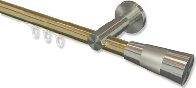 Produktbild von Interdeco Innenlaufstange, Gardinenstange mit Innenlauf Messing-Optik / Edelstahl-Optik Modell Platon Tanara, 20 mm Ø 1-läufig, 360 cm (geteilt)