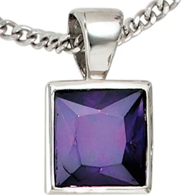 Produktbild von JOBO Anhänger 925 Sterling Silber rhodiniert 1 Zirkonia lila