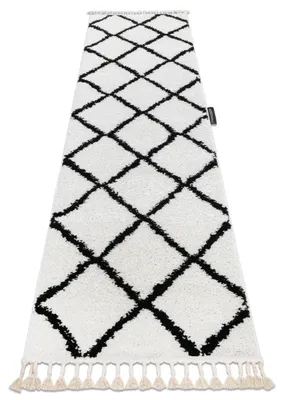 Imagen del producto de Alfombra, alfombra de pasillo BERBER CROSS – para la cocina, entrada, pasillo blanco 70x300 cm