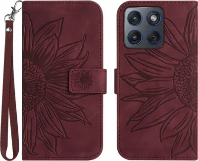 Produktbild von Motorola Edge 70 Hülle - Coverup Sonnenblume Klapphülle mit Schlüsselband - Bordeaux