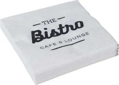 Obrázek produktu pro Papírové ubrousky BISTRO, bílé, 33 x 33 cm, 20 kusů