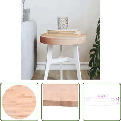 Produktbild von The Living Store Tischplatte Ø30x4 cm Rund Massivholz Buche