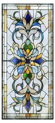 Produktbild von Sichtschutzfolie im Vintage-Buntglas-Stil, statisch haftend, dekorativer Glasaufkleber für Schrank-, Badezimmer- und Küchentüren