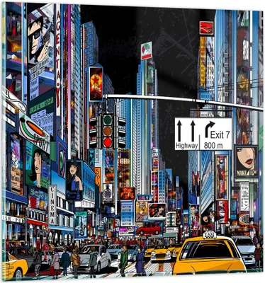 Produktbild von Bilder auf glas - Manhattan New York Straße - 60x60cm - Glasbilder - Wandbilder - Kunstdruck - zum Aufhängen bereit - Wanddekoration aus Glas - Glas Bilder - Wandbild auf Glas - GAC60x60-2720