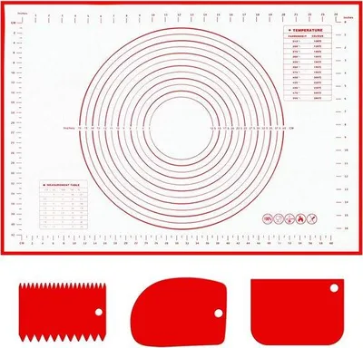 Immagine prodotto di Tappetino da forno in silicone, grande, 70x50 cm, antiaderente, con 3 spatole, per pizza e biscotti