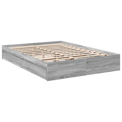 Zdjęcie produktu dla Łóżko 160x200 Szare Rama Łóżka z Szufladami Dwuosobowe do Sypialni