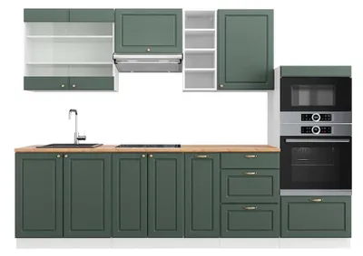 Obrázok produktu pre Kuchynský kút Vicco Fame-Line Vidiecky dom zeleno-zlatý/biely 280 cm , AP Oak, Model 42119