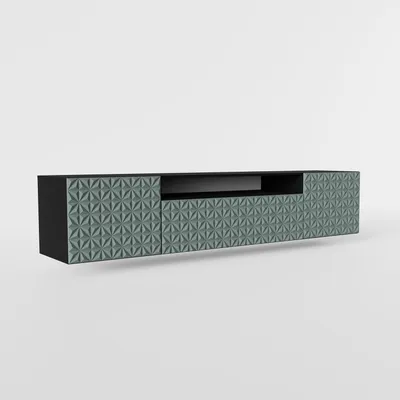 Produktbild von MEBLINI TV-Schrank 200cm Lang - Fernsehschrank - TV Lowboard Industrial - Unterschrank für Fernseher - TV-Unterschrank - TV-Schrank - Hängeschrank - CALIO - 200x41x40cm - Schwarz Matt/Grün Matt