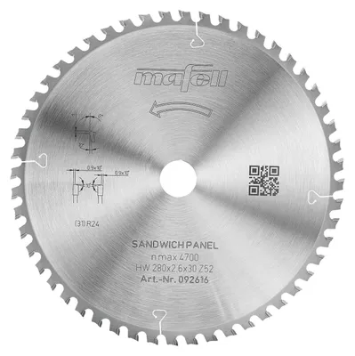 Image de Lame de scie Mafell KSB-SP 280, HW, 280 x 2,6 x 30 mm, Z52, WZFA | 092616