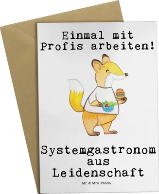 Produktbild von Mr. & Mrs. Panda Klappkarte Systemgastronom Leidenschaft - Weiß - Geschenk, glückwunschkarten, einladungskarten, osterkarte, Grußkarte, weihnachtskarten, osterkarten