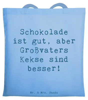 Produktbild von Mr. & Mrs. Panda Jutebeutel Spruch Großvaters Kekse - Sky Blue - Geschenk, Shopping Tasche, Freude, Großvater, Familienküche, für, Beutel, Tote Bag, einzigartige Designs