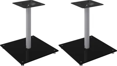 Image de vidaXL Pied de haut-parleur 2 pcs. noir & argenté verre trempé 1 colonne