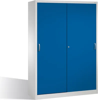 Produktbild von CP Stahlschrank 2159-00 S10097 lichtgrau, enzianblau 160,0 x 50,0 x 195,0 cm, aufgebaut