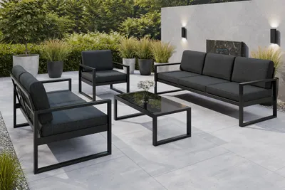 Produktbild von Gartenmöbel Set Solar Lounge Sofa Sessel Tisch Metall S-PD05
