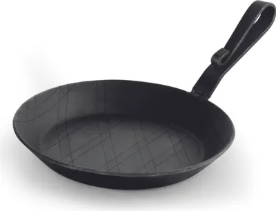 Produktbild von Bratpfanne / Servierpfanne, unbeschichtet, Ø 20-28 cm wählbar, gebogener Griff : Schmiedeeiserne Pfanne mit gebogenem Hakenstiel, Variante: Schmiedeeiserne Pfanne, Ø 20 cm