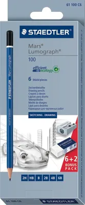Obrázek produktu pro STAEDTLER kreslicí tužka Design Journey Mars Lumograph v balení 6 kusů - Multi - modrá - 2 mm - 6 kusů