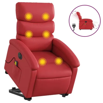 Produktbild von vidaXL Massagesessel mit Aufstehhilfe Elektrisch Rot Kunstleder