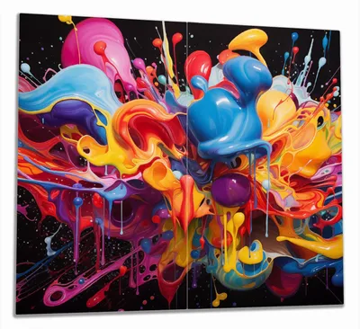Produktbild von Wallario Herdabdeckplatte aus Glas, Größe 60 x 52 cm 2-teilig, Motiv Farbexplosion