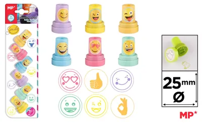 Immagine prodotto di Timbri "Sorriso" e "Zampette" per bambini, 6 pezzi