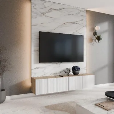 Produktbild von Margaret Hadas24 TV-Schrank Noe Fernsehschrank TV-Lowboard 200 cm Hängend modernes Design Wohnzimmer Wandmontage, TV Möbel artisan, weiß