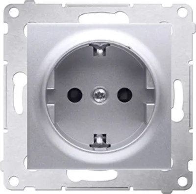 Immagine prodotto di Presa singola con messa a terra Schuko (modulo) 16A 250V argento opaco contatto Simon 54 DGSz1Z.01/43