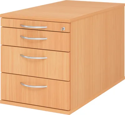 Produktbild von bümö office Rollcontainer - mit 3 Schubladen - Nachbildung: Buche, Griff: Bogengriff (Metall)