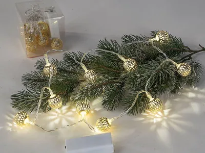 Image de Formano Guirlande lumineuse 120 cm 10 boules or 634481