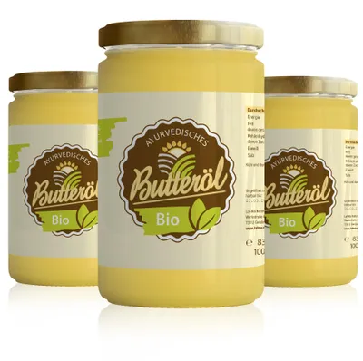 Produktbild von LaFiNa  Ghee Butteröl 830g Vorratspack | 3x830g Kombipaket | Ayurveda Weidemilch-Qualität | Hocherhitzbar laktosefrei | Großpackung Butterschmalz