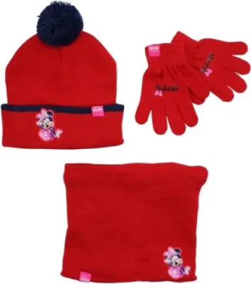 Produktbild von Disney Minnie Maus Set Kinder Herbst Wintermütze Snood plus Handschuhe