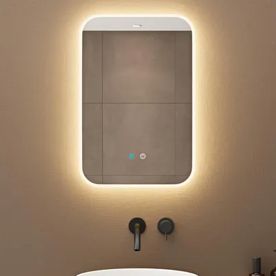 Image de doporro Miroir de Salle de Bains Lumineux 40x60cm Glace avec Éclairage LED LUZ et Interrupteur Tactile Nova02